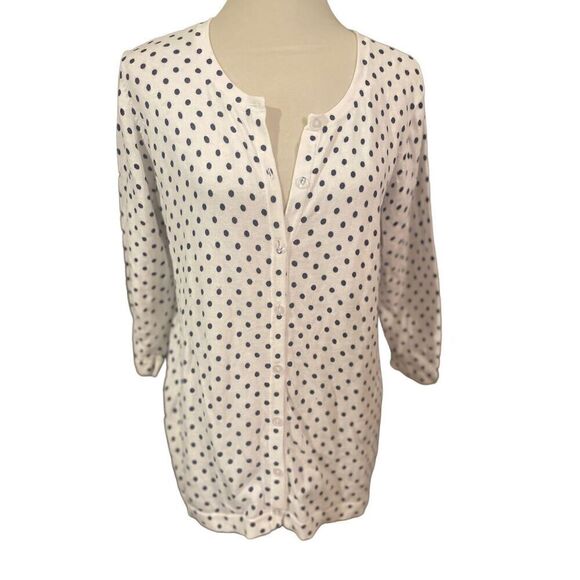 Laura Scott Lightweight White with Black Polka Dots Long Sleeve 100% Cotton Card - Picture 2 of 9
